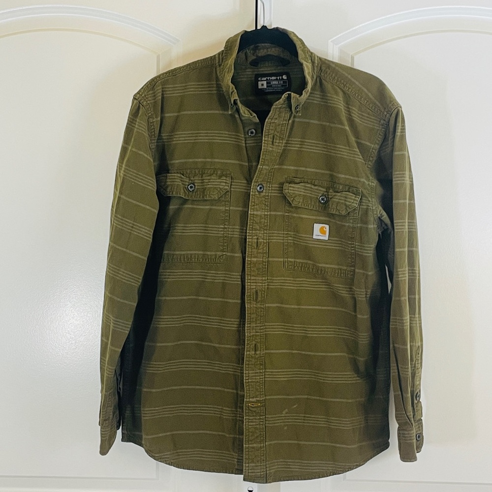 Carhartt Loose-fit Midweight Chambray Shirt - Mens Size M - Olive Green